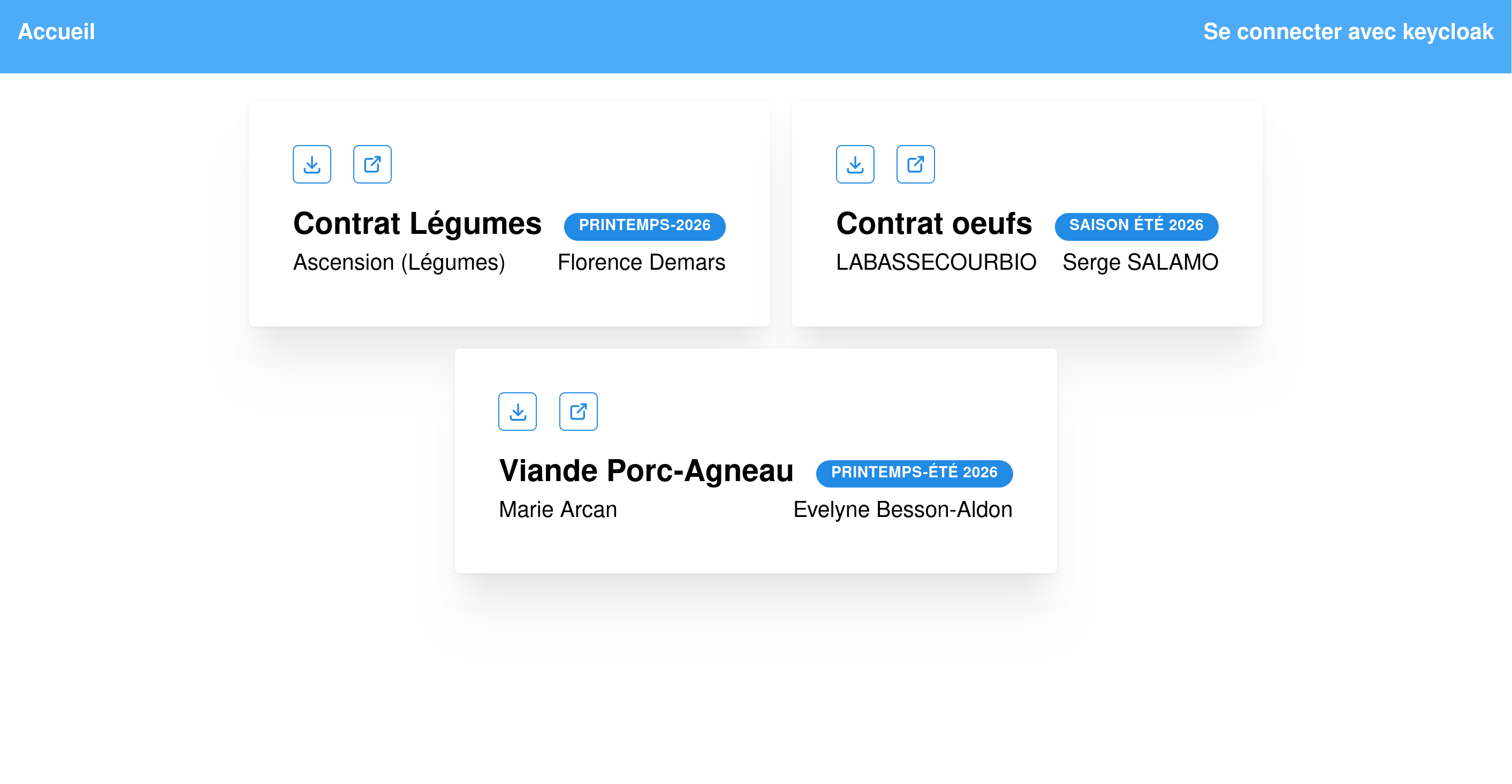 La page d'accueil pour les utilisateurs non référents.