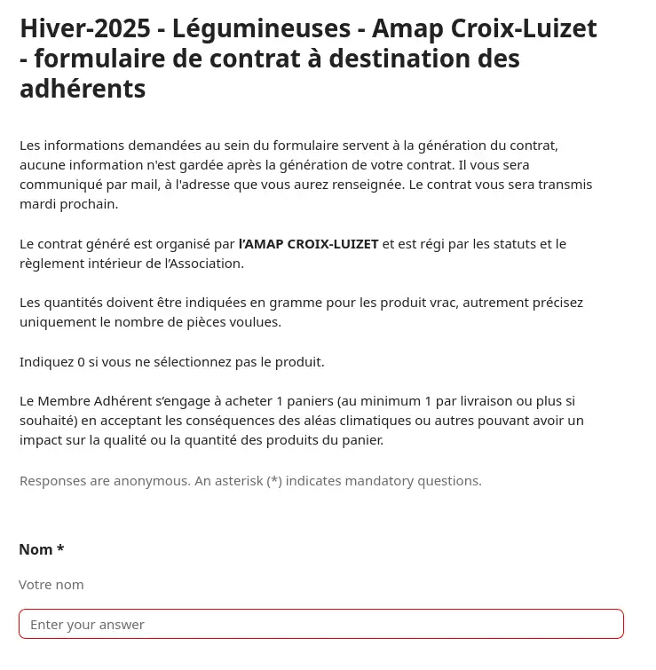 Contrat généré pour les membres de l'association.