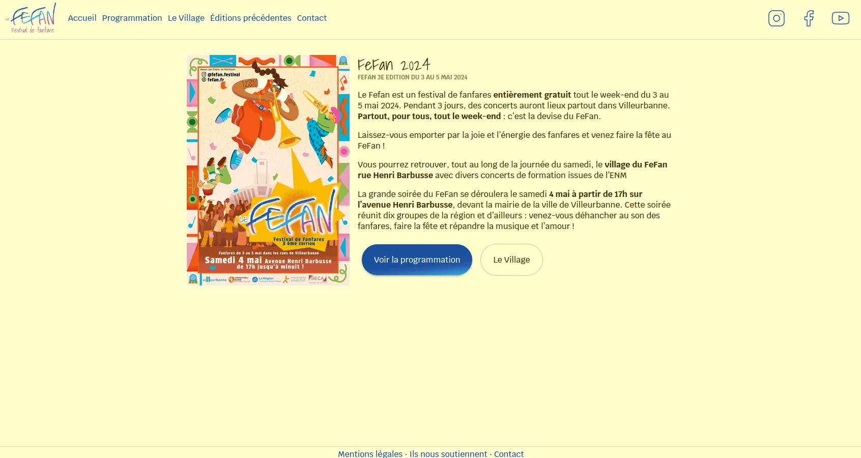 Page d'accueil du site fefan.