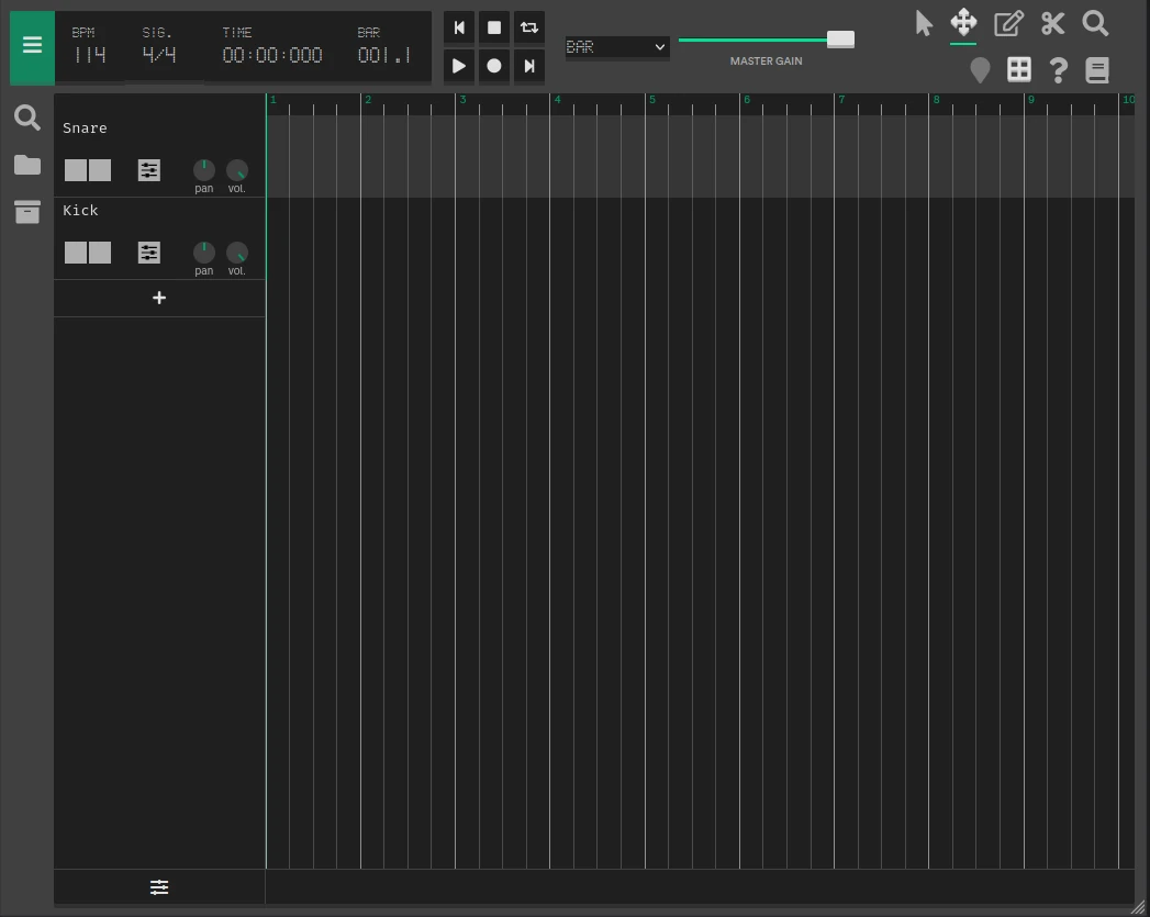 Interface du studio JAMMEE.