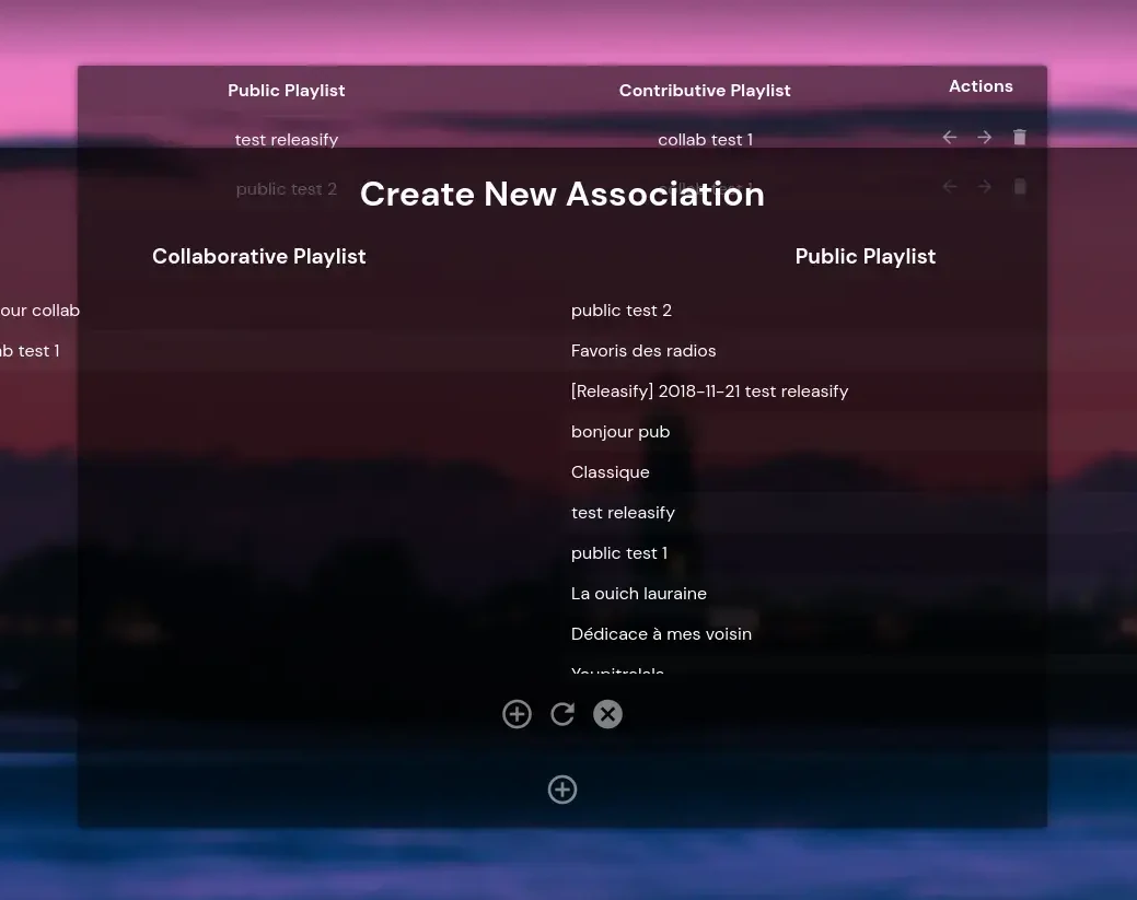 L'outil publify permet d'ajouter un lien entre deux playlists (collaboratives et publique).